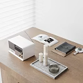 Minimalist Tabletop Decorative Ornament Set with Metal Tray Candle Notebook and Magazine