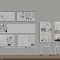 Whiteboards With Sketches Notes And Diagrams On Stands In Organized Workspace