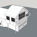 Modern Detached House Exterior With Gable Roof Balcony Windows And Garage
