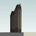 Modern High Rise Building 3D Architectural Design With Decorative Top And Windows