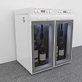White Double Door Wine Cooler With Glass Doors Bottles Inside And Control Panel On Top 3d model