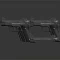 Weapon Display Featuring Multiple Handguns With Metallic Build And Detachable Parts