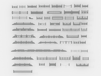 Chinese Guardrail Stone Railing Antique Stone Railing Bridge Railing 3d model