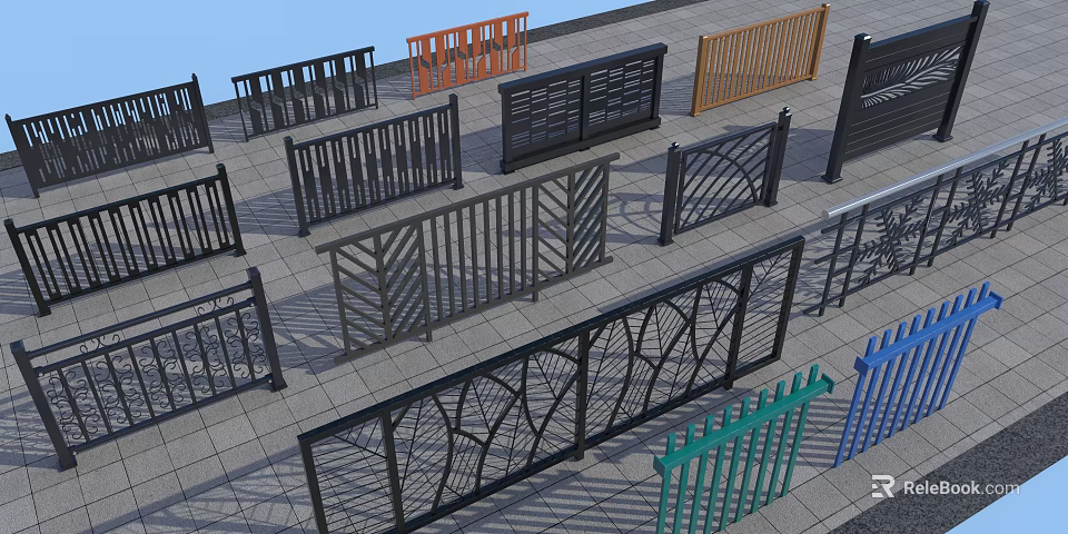 Colorful Decorative Fences with Various Intricate Patterns and Modern Designs 3d model 