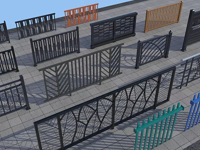 Colorful Decorative Fences with Various Intricate Patterns and Modern Designs 3d model