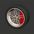 High Performance Automotive Tire With Silver Alloy Wheel Rim And Red Brake Calipers