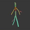 Nature Scene Featuring Handmade Stick Figure Craft With Bamboo Sticks And Leaves