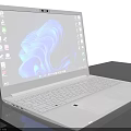 Three Modern Black And White Laptops With Blue Abstract Screens On Table