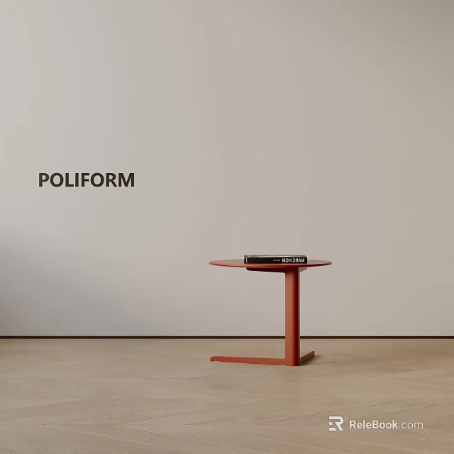 Poliform Wooden Side Table with Simple Stand Design and a Book on Top 3d model