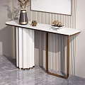 Modern Console Table With Marble Top And Decorative Vase On Striped Background 3d model