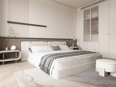 Modern Cream Home Bedroom Master Bedroom model