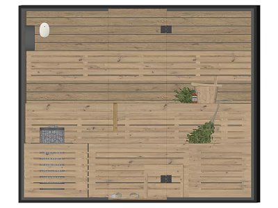 Shower Sauna Interior Design With Wooden Benches Green Plants And Relaxation Space 3d model