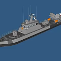 Missile Launcher Weapon System on Czech Military Ship Sailing Open Ocean Waters