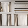 Stylish Double Layer Curtains with Striped Fabric and Metal Curtain Rods Home Decor
