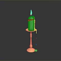 White Melted Candle On Copper Candlestick With Dripping Wax Against Dark Background