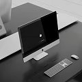 Sleek Apple Desktop Computer Setup With Monitor Keyboard Mouse On Modern Black Desk