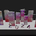 3D Chinese Characters And Numbers With Gradient Colors For 2024 Display Design 3d model