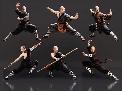 2D costume figure Shaolin monk Shaolin kungfu Shaolin monk costume man 3d model