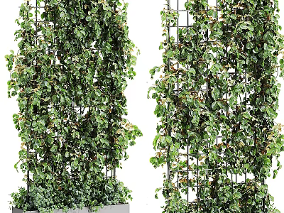 Green Climbing Plants in Lattice Structure Potted Decor for Garden 3d model