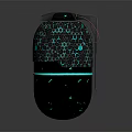 Unique Black Device With Honeycomb Pattern Blue Glowing Stripe And Shiny Surface