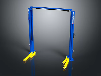 Blue Gantry Frame With Yellow Support Feet And Stable Base Structure 3d model