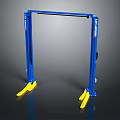 Blue Gantry Frame With Yellow Support Feet And Stable Base Structure 3d model