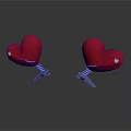 Red Heart Shaped Clips With Spring Mechanism And Metal Clamp Parts