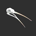 White Flying Animal Skull With Long Beak On Dark Background 3d model
