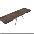 Modern Walnut Dining Table With Metal Geometric Legs And Sleek Surface 3d model