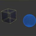 Dark Blue Cube and Sphere with Crocodile Skin Texture on Black Smooth Surface with Reflections 3d model