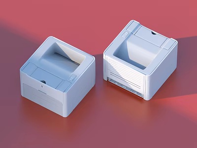 Two White Square Household Storage Boxes for Daily Essentials Organization 3d model