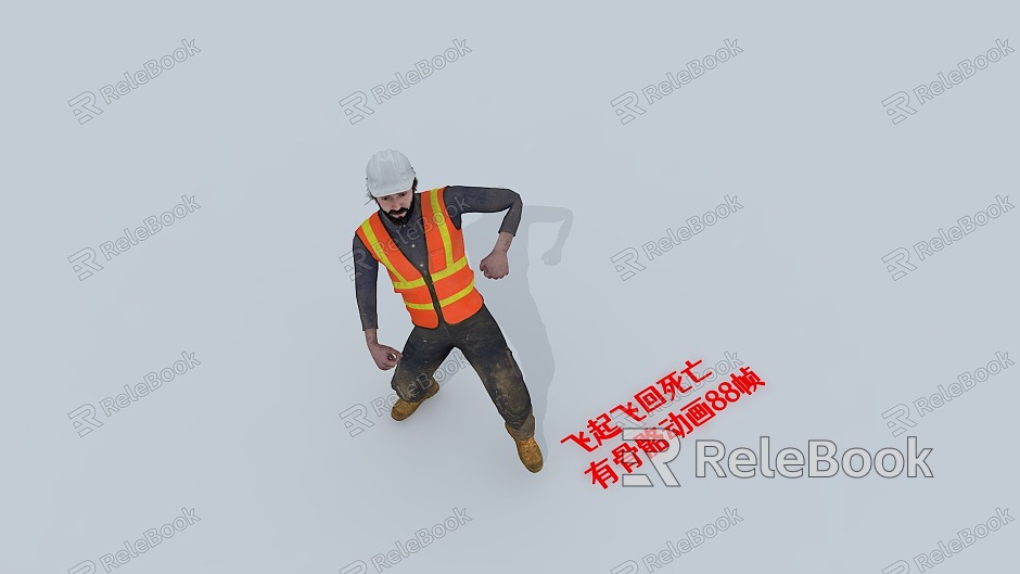 Man Worker Male Worker Fly-off Back to Death with Skeleton Animation model