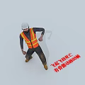 Man In White Hard Hat And Orange Safety Vest With Dark Clothing And Brown Shoes