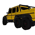 Yellow 4x4 Off Road Car With Black Roof Rack And Big Tires