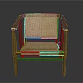 Minimalist Modern Wooden Frame Chair Featuring Rattan Backrest And Seat