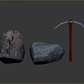 Purple And Blue Textured Natural Stones With Red Handle Hammer Construction Tool