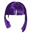 Vibrant Purple Straight Wig with Blunt Bangs and Shoulder Length Hairstyle Design
