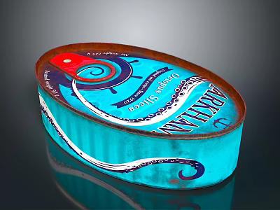 Arctica Canned Chunks Silver With Blue Label And Octopus Design 3d model Arctica Canned Chunks Silver With Blue Label And Octopus Design 3d model