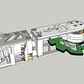 Mechanical Device Structure with Rotating Metal Gear and Green Plastic Components