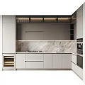 Modern Kitchen With Sleek White Cabinets Marble Countertop And Built In Appliances