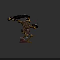 Legendary Armored Creature Character Wielding Large Sword and Shield in Battle Stance 3D Render