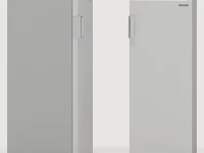 Two Grey Upright Household Appliances With Modern Design And Silver Handles 3d model