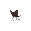 Brown Leather Armchair With Stitched Details And Black Metal Cross Legs
