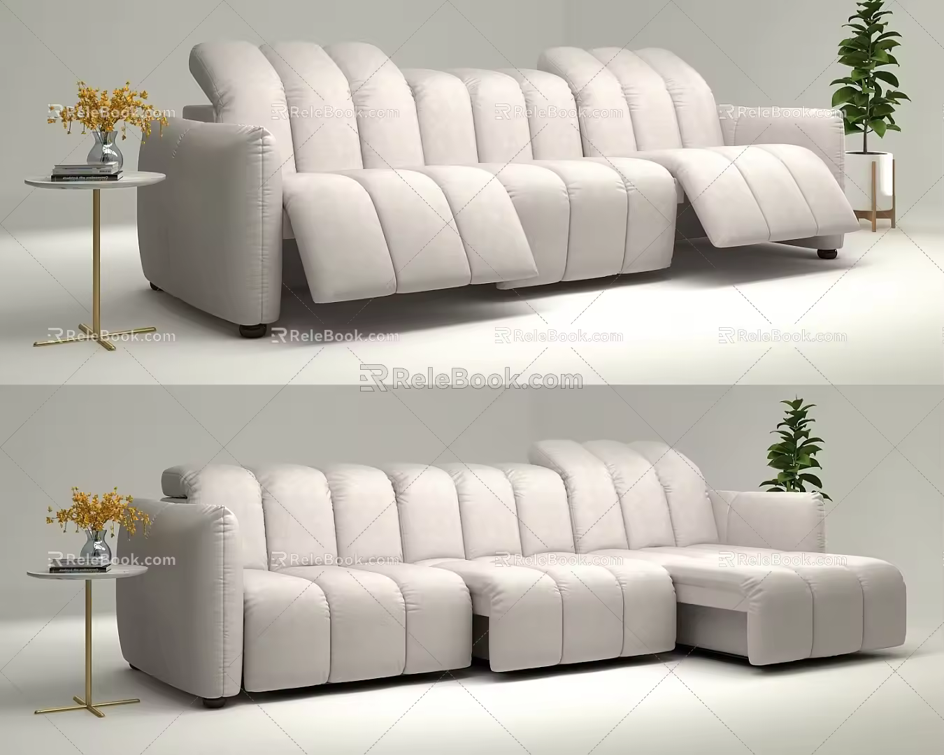 Cream wind cloth sofa technology cloth three-person functional sofa with two specifications creamy-white piano sofa 3d model