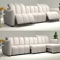 Cream wind cloth sofa technology cloth three-person functional sofa with two specifications creamy-white piano sofa 3d model