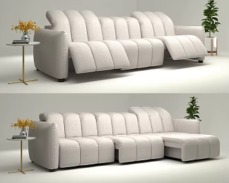 Cream wind cloth sofa technology cloth three-person functional sofa with two specifications creamy-white piano sofa 3d model