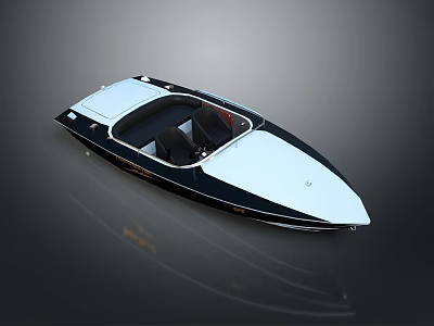 Modern Sleek Boat Design Featuring White Top Black Hull And Spacious Cockpit 3d model