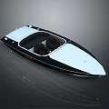 Modern Sleek Boat Design Featuring White Top Black Hull And Spacious Cockpit