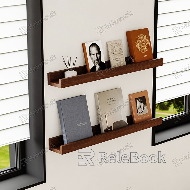 Solid Wood Storage Rack Wall Hanging Bookshelf Display Rack One-word Partition Books and Magazines model