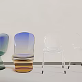 Modern Dining Chairs With Transparent And Gradient Colored Acrylic Sleek Design 3d model
